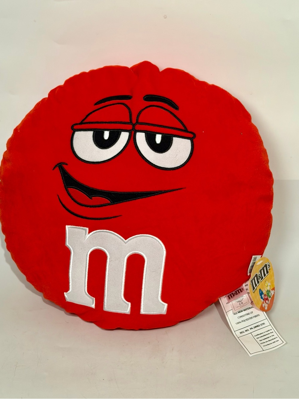M&M's World - Vintage Red Round Pillow Plush with MM's Face 12” NWT New